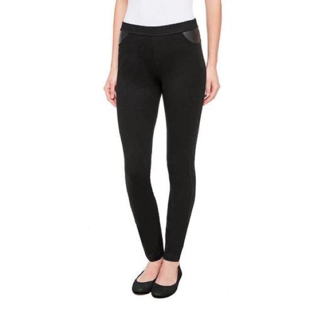 DKNY Skinny Pant w/ Faux Leather Accent